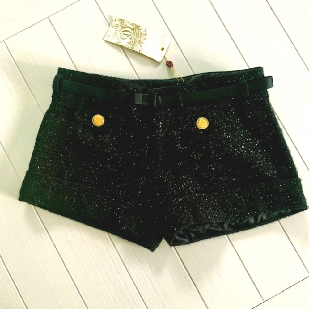 Guess Black Sparkle Shorts with belt